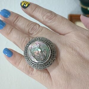 Genuine Mother Or Pearl Cameo Ring